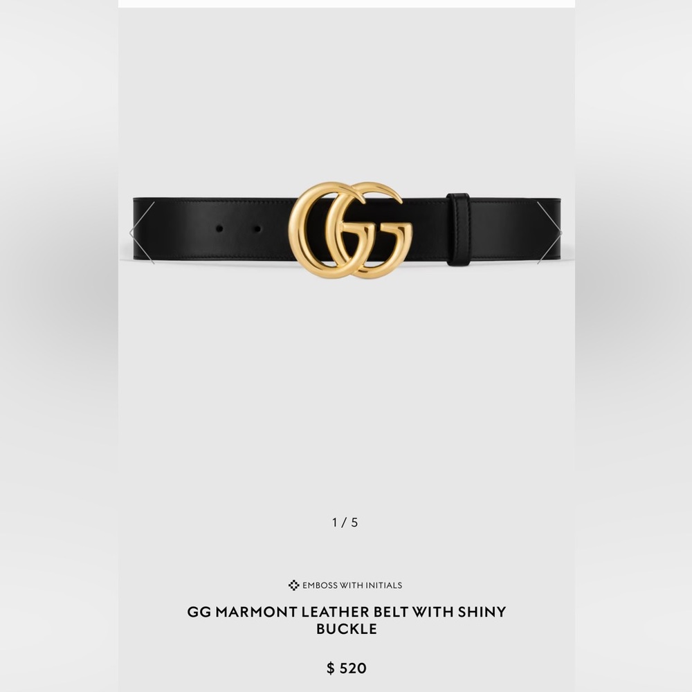 GG MARMONT LEATHER BELT WITH SHINY BUCKLE